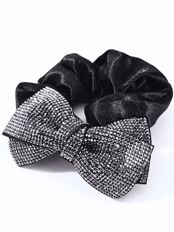 Gigi Scrunchie Silver Glitter Bow