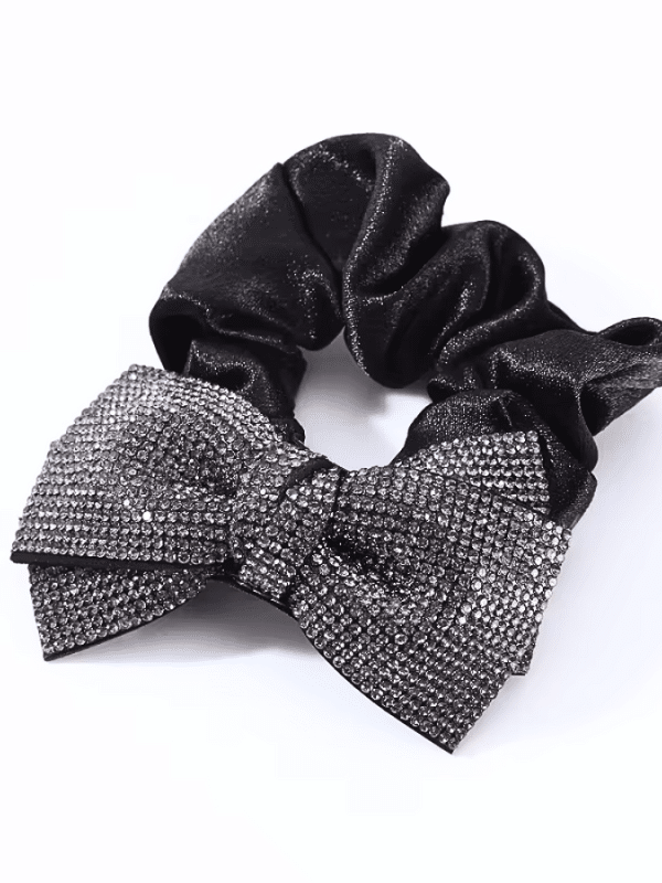 Gigi Scrunchie Black Glitter Bow